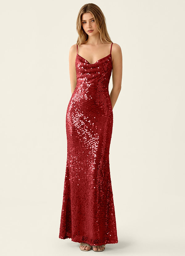 Elodie Red Sequins V-neck Mermaid Dress image1