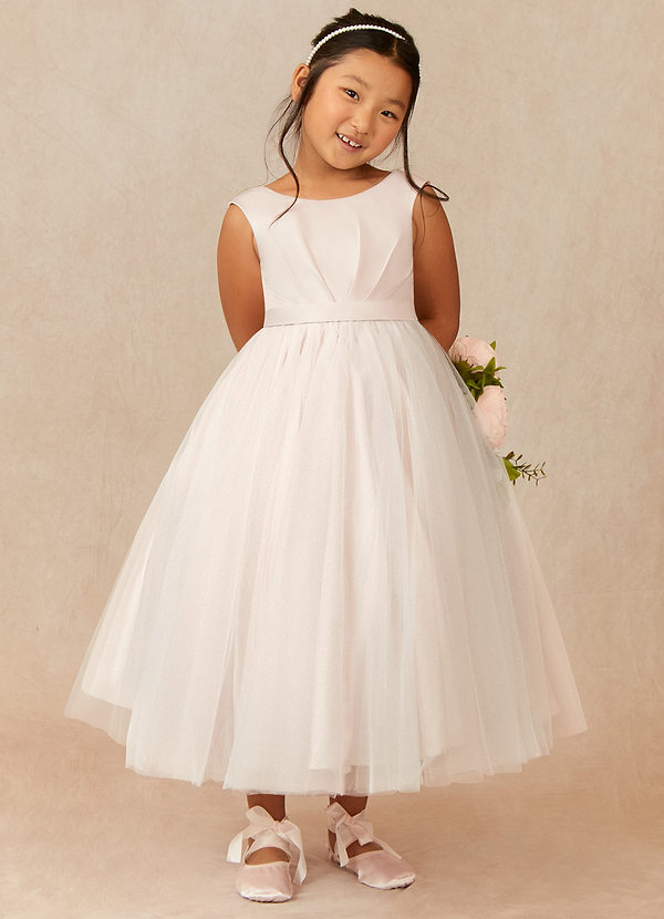 Azazie Bee Flower Girl Dresses Rose Petal Ball-Gown Pleated Tulle Dress image1