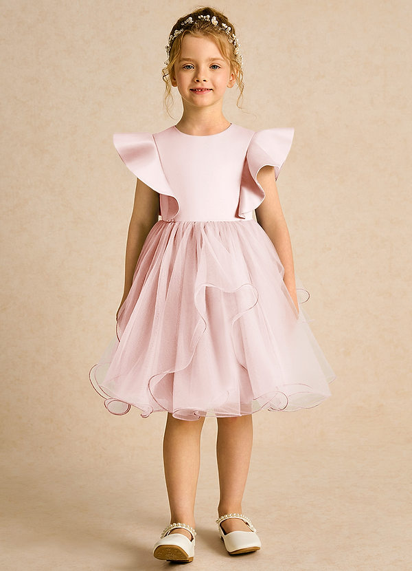 Azazie Chirp Vestidos de Niña de Flores Vestido de Rosa Rubor de Tul de Princesa image1