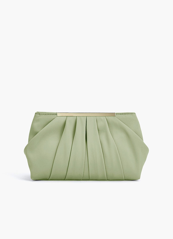 front Farblich passende Clutch aus Stretch-Satin mit Plissee