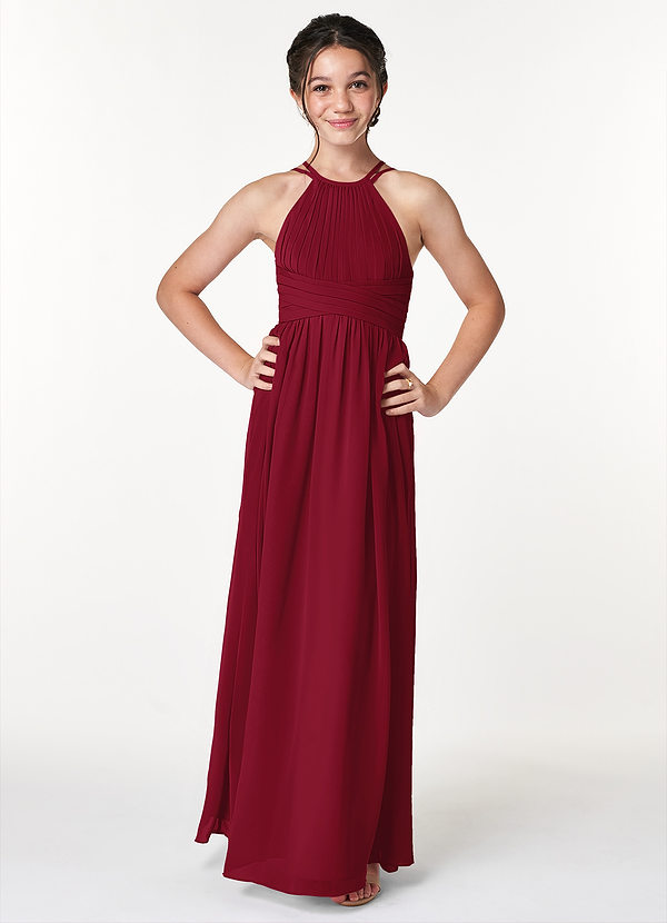 Vestidos Modestos De Manga Larga Para Damas De Honor Junior Borgoña main image 1
