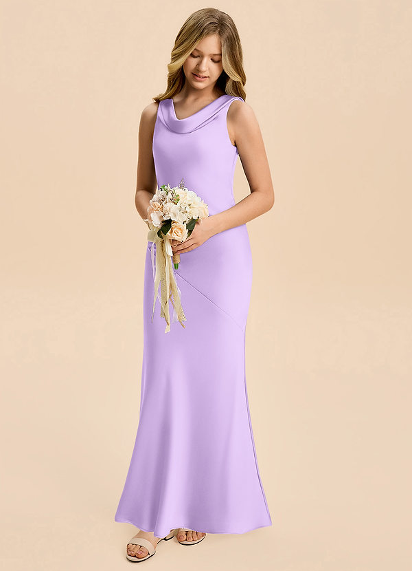 Azazie Rylina Junior Lilac Mermaid Stretch Satin Dress image1