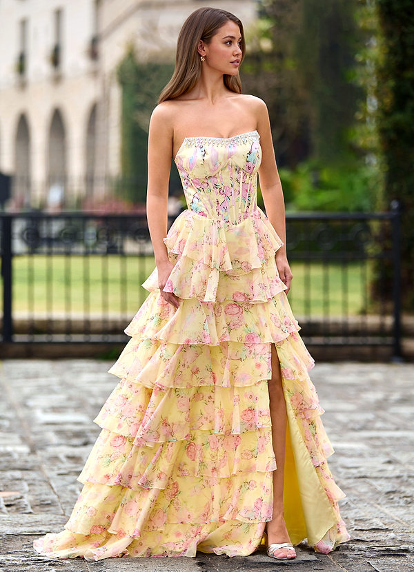 Papapym Geel Galajurk met bloemenprint image1