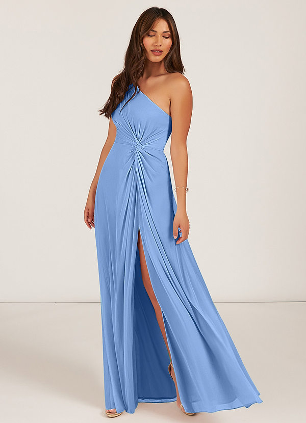 Brooke Justo En Frente Gasa Vestido De Dama De Honor Azul Tallas Grandes