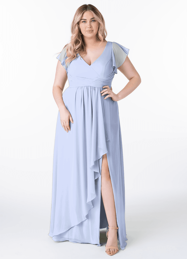 Azazie Omari Bridesmaid Dresses Ice A-Line Chiffon Dress image1