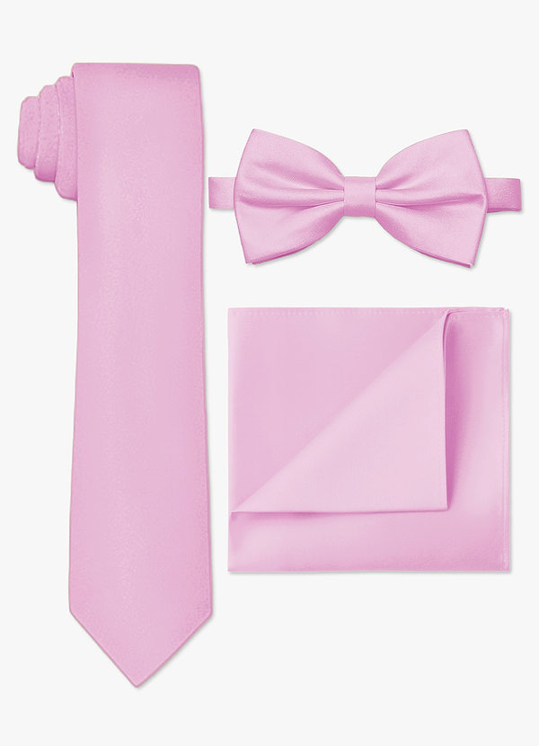 front Matte Satin Skinny Tie & Bow Tie & Pocket Square Set