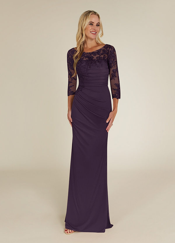 Azazie Alisondra Mother of the Brides Dresses Plum Sheath Scoop Lace Lace Dress image1