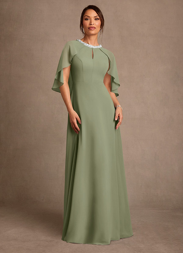 Azazie Winnifred Suknie dla Matki Panny Młodej Linia A Zroszony Szyfon Długość podłogi Sukienka image1