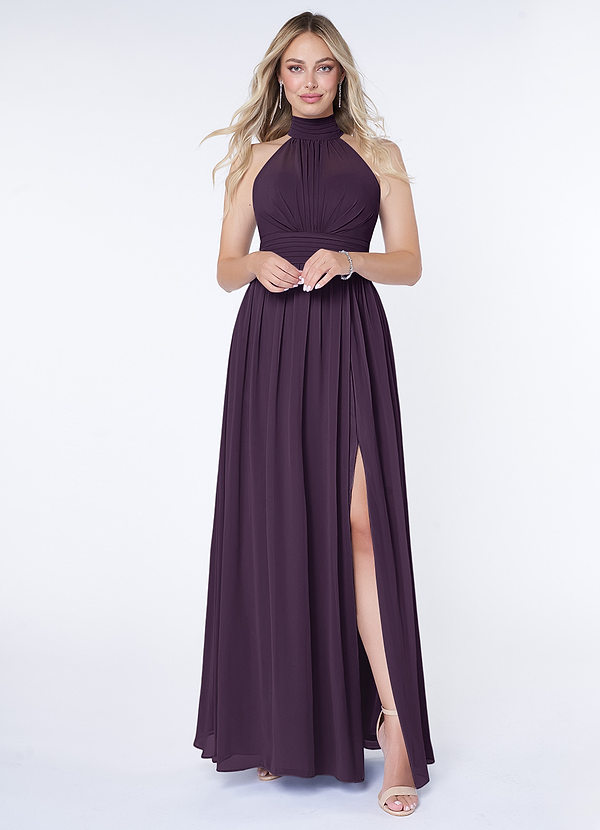Azazie Iman Bridesmaid Dresses Plum A-Line A-Line Ruched Chiffon Dress image1