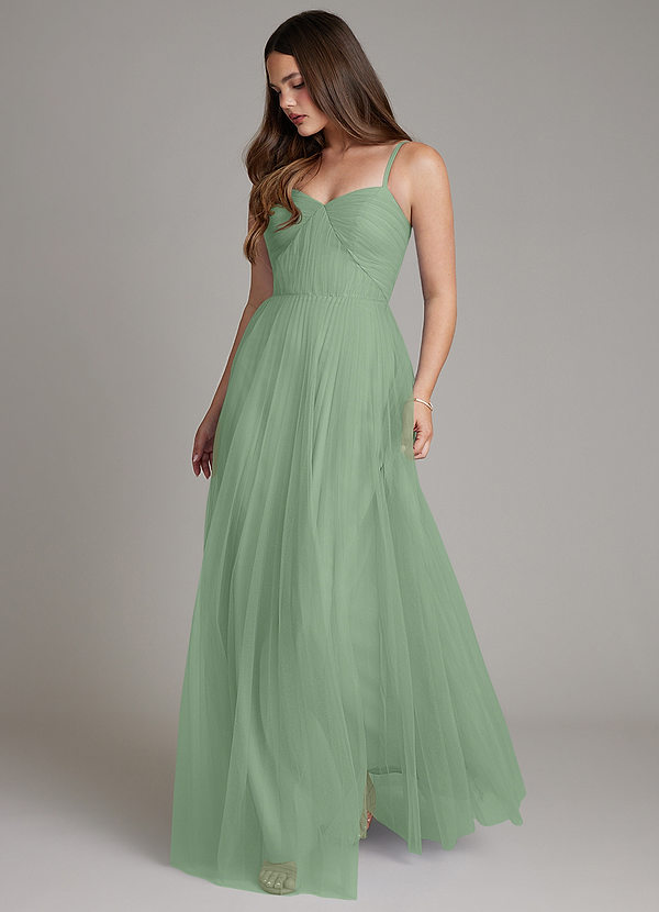 Azazie Teagan Bridesmaid Dresses Matcha A-Line Sweetheart Neckline Tulle Dress image1