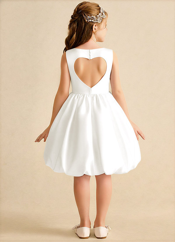 Azazie Nirvana Vestidos de Niña de Flores Vestido de Marfil de Satin Mate de Princesa con Volante image1