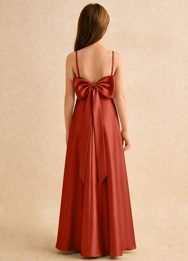 Azazie Joella Girls Formal Klänningar för brudeflicka Klä A-Line i Stretch Satin Plisserad image1