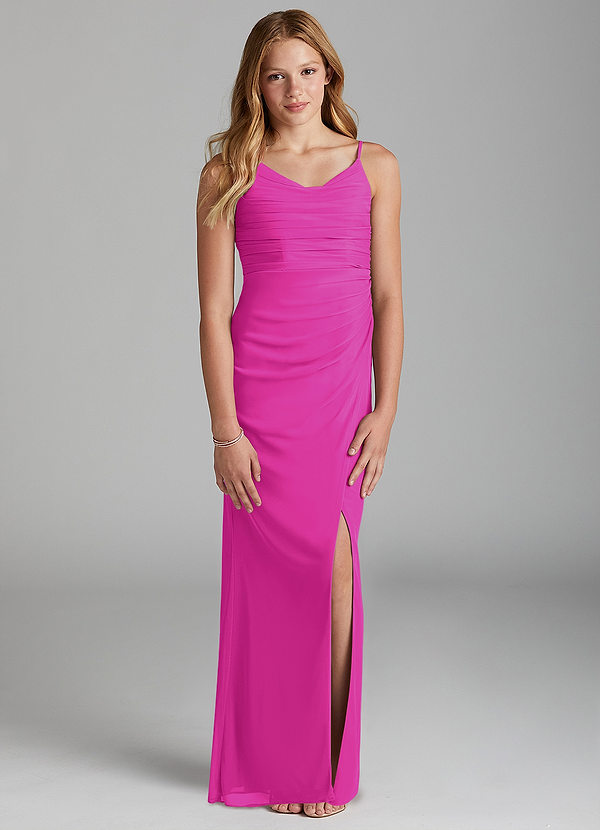 Azazie Deandra Junior Robe Fourreau en Maille Fuchsia image1