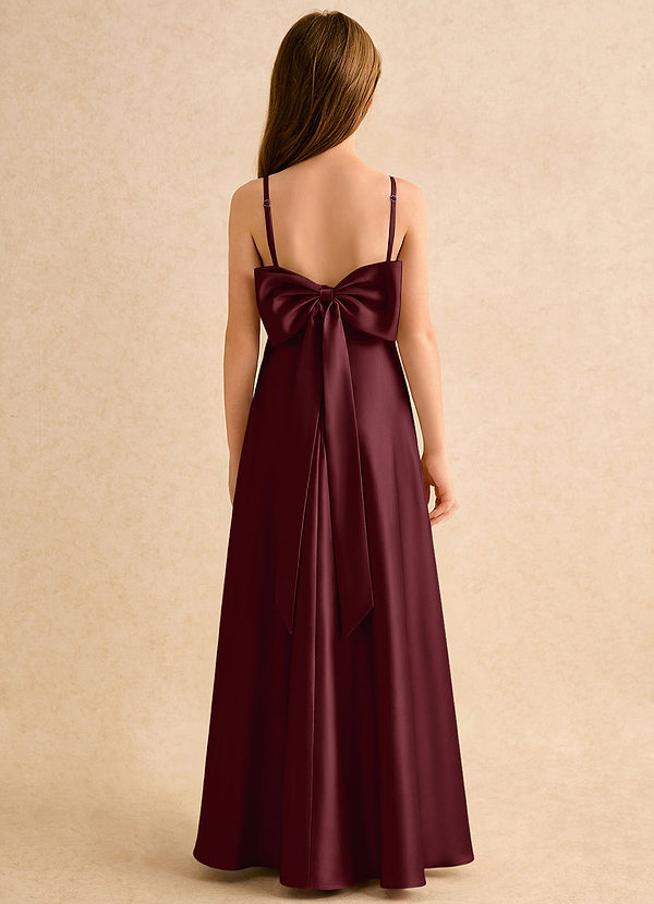 Azazie Joella Girls Formal Vestidos de Niña de Flores Vestido de Cabernet de Satén Elástico de Corte en A con Plisado image1