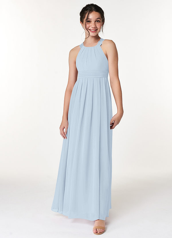 Azazie Colleen A-Line Lace Chiffon Floor-Length Junior Bridesmaid Dress image1
