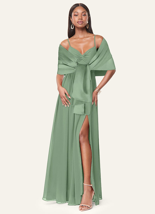 front Azazie Matching Color Aleena Matte Satin Shawl