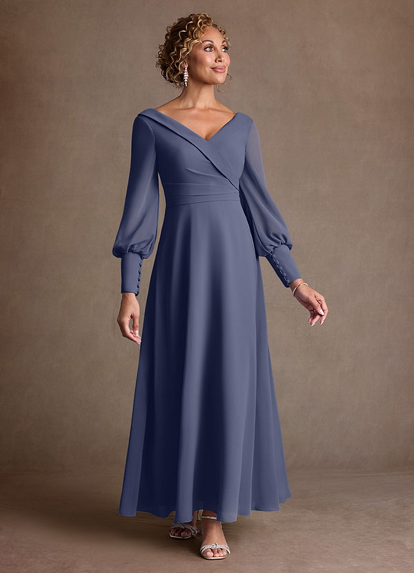 Azazie Paterson Suknie dla Matki Panny Młodej Linia A Pofałdowany Szyfon Długość kostki Sukienka image1