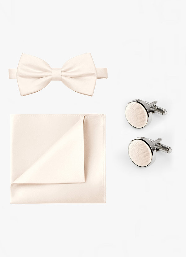 front Matching Bow Tie & Pocket Square & Cuff Links Set