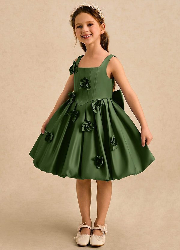 Azazie Lillian Vestidos de arras Vestido Oliva de Satin Mate de Vestido de princesa con Plisado image1