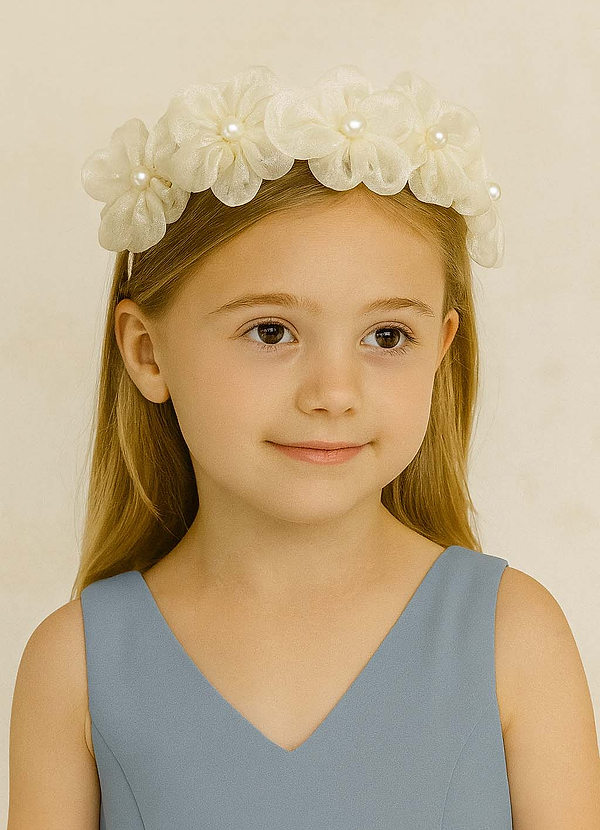 front Diadema de flores de malla para niñas