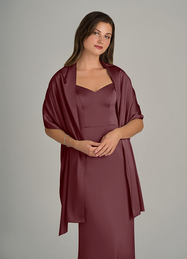 front Azazie Matching Color Ireland Stretch Satin Shawl