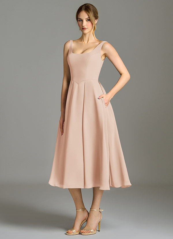 Azazie Amalie Bridesmaid Dresses English Rose A-Line Pleated Chiffon Dress image1