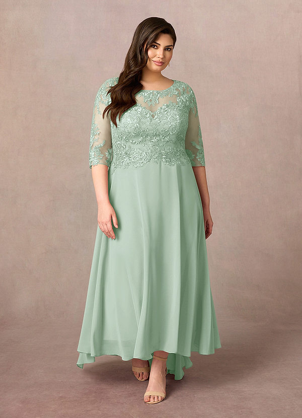 Azazie Monza Mother of the Brides Dresses Agave A-Line Lace Chiffon Dress image1