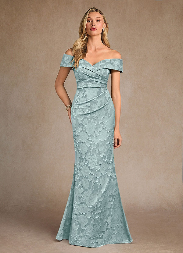 Azazie Canton Vestidos de Madre de la Novia Vestido de Neblina de Devorado Floral de Corte Sirena con Vestidos sin tirantes image1