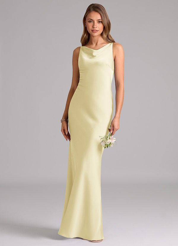 Azazie Allettie Brudtärneklänningar Klä av Sjöjungfru i Stretch Satin Citronsorbet image1