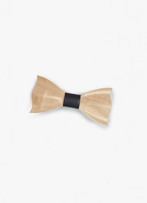 front Light Wood Winged Bow Tie