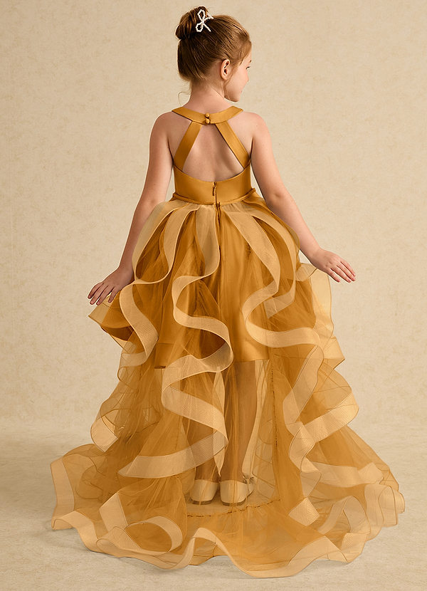 Azazie Julietta Blumenkinder Kleider Ballkleid Cabrio Tüll Kleid Butterscotch image1