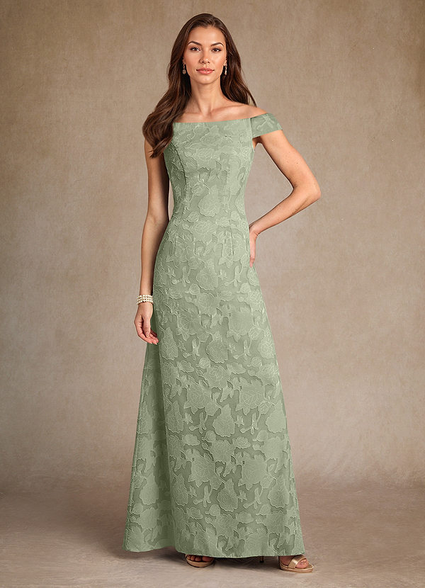 Azazie Moore Mother of the Brides Dresses Agave A-Line Boatneck Floral Burnout Dress image1