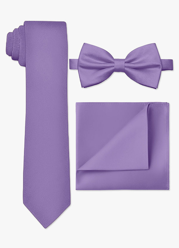 front Matte Satin Skinny Tie & Bow Tie & Pocket Square Set
