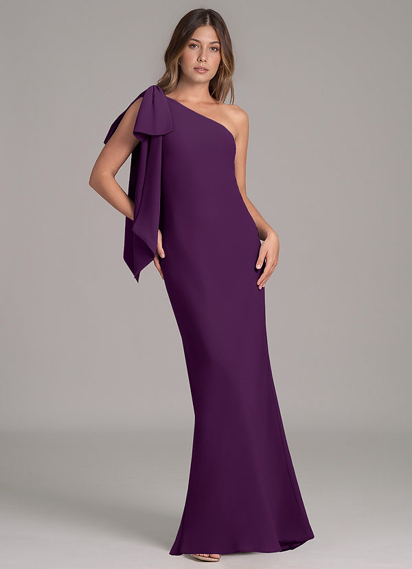 Azazie Capri Bridesmaid Dresses Grape A-Line One Shoulder Chiffon Dress image1