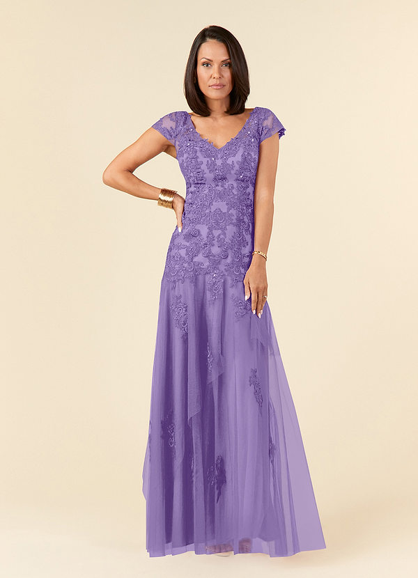 Azazie Romy Mother of the Brides Dresses Tahiti Mermaid V-Neck Sequins Tulle Dress image1