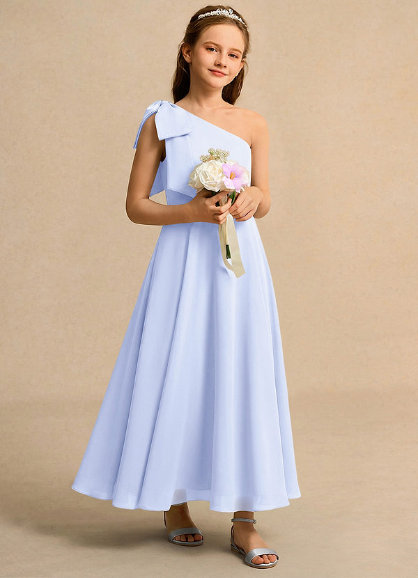Azazie Guppy Junior Formal Bloemenmeisjes Jurken A-Lijn Jurk van Chiffon One-Shoulder Lavendel image1