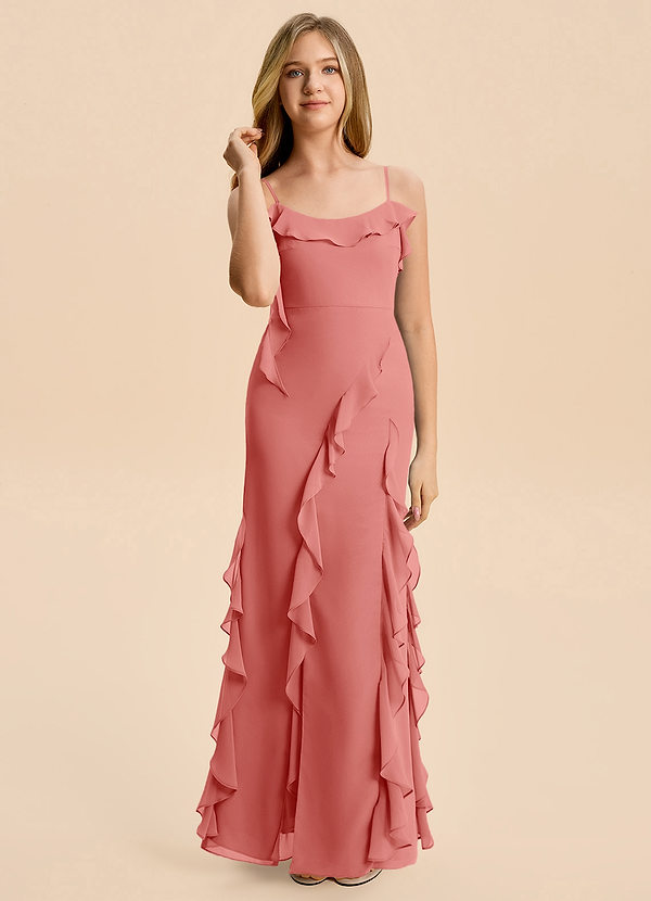 Azazie Phoebe Junior Klä av Tubklänning i Chiffong Rynkad image1