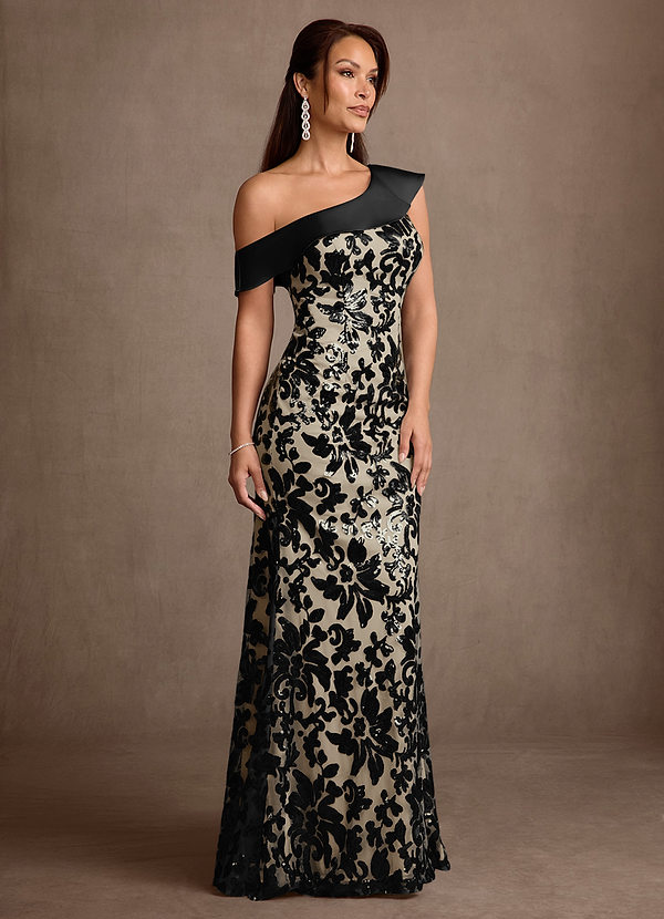Azazie Colbie Abiti Mamma della Sposa Abito Tubino in Paillettes/Lustrini Nero image1