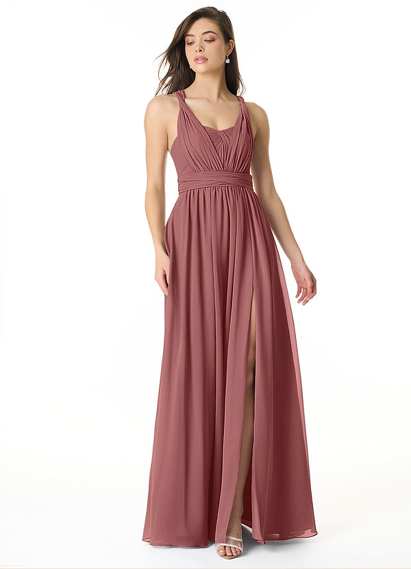 Azazie Olani Bridesmaid Dresses Amethyst A-Line Off the Shoulder Chiffon Convertible Dress image1