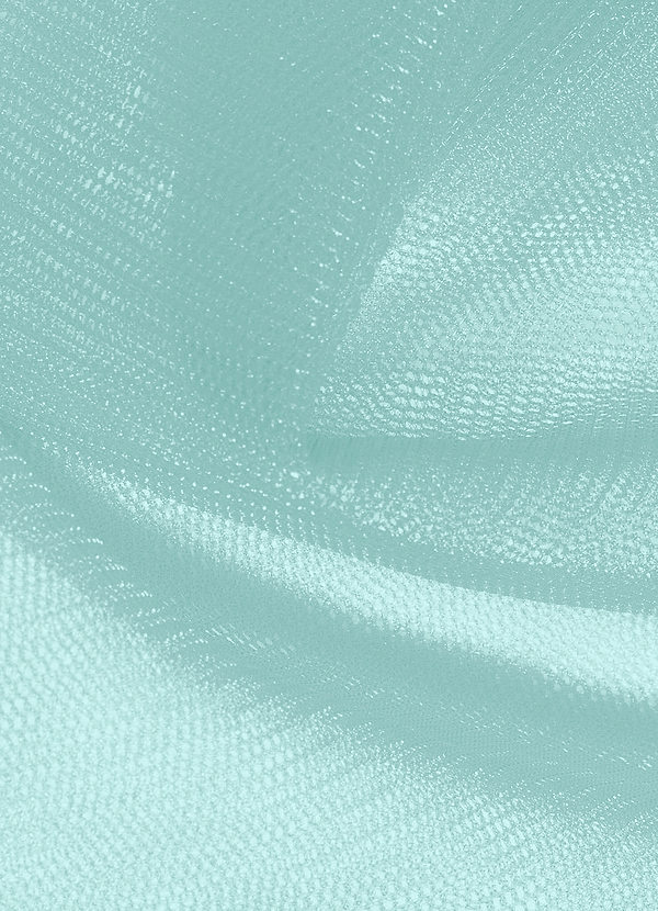 front Azazie Aqua Tule stof op maat gesneden