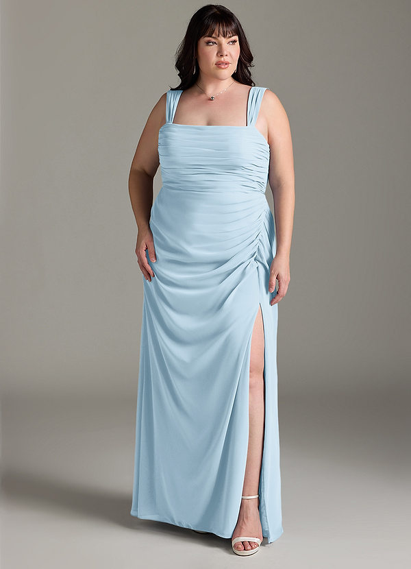 Azazie Jesaphine Bridesmaid Dresses Sky Blue Sheath Bow Chiffon Dress image1