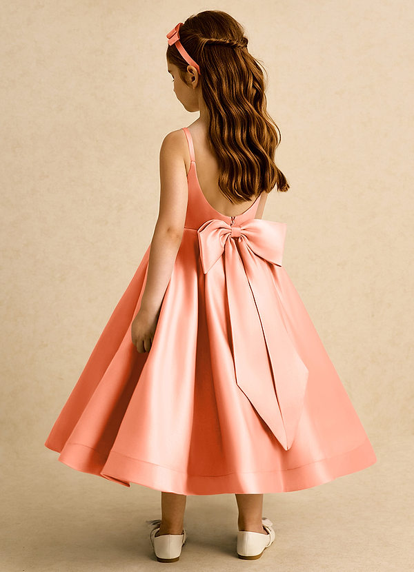 Azazie Babs Flower Girl Dresses Sunset Ball-Gown Pleated Matte Satin Dress image1
