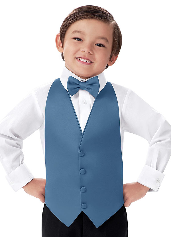 front Boy's Matte Satin Vest & Bow Tie Set