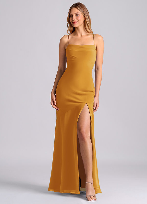 Azazie Grata Brudtärneklänningar Klä av Sjöjungfru i Chiffong Plisserad Knäck image1