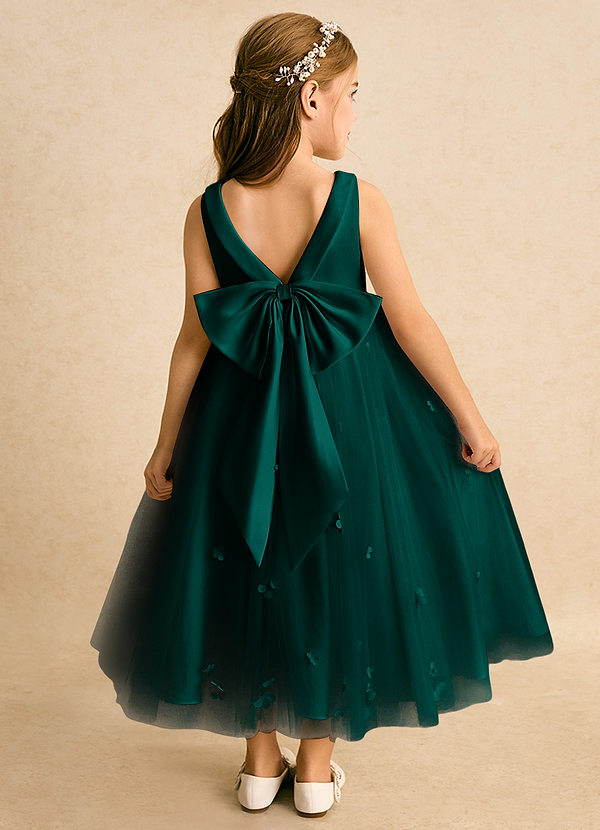 Azazie Angel Flower Girl Dresses Pine Ball-Gown Bow Tulle Dress image1
