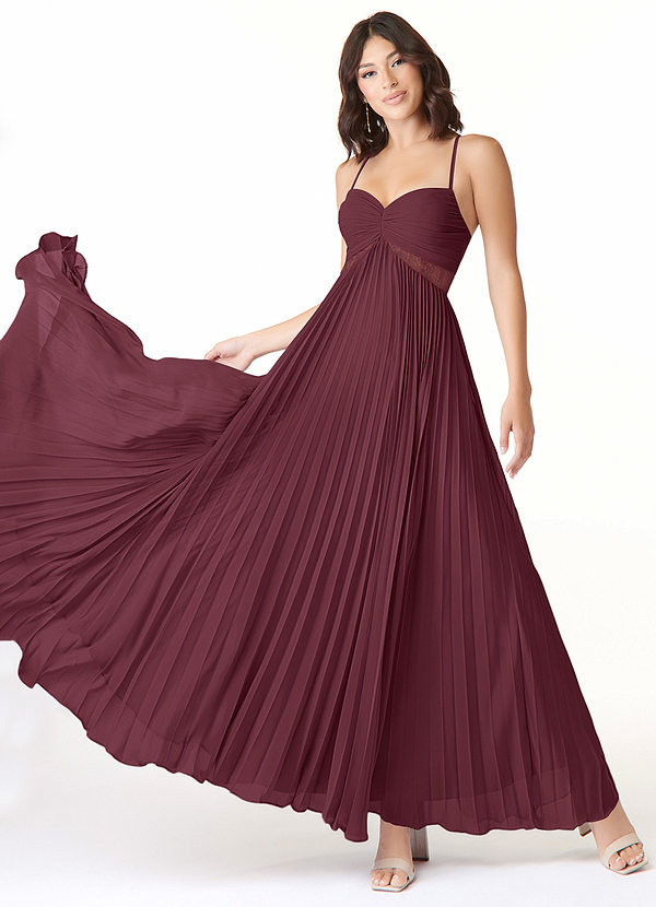 Azazie Devyn Bridesmaid Dresses Cabernet A-Line Corset Chiffon Dress image1