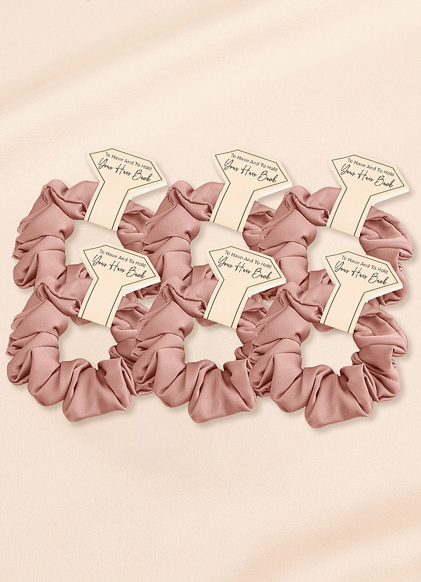 front Six-Piece Bridesmaid Stretch Satin Regular Size Scrunchie Set
