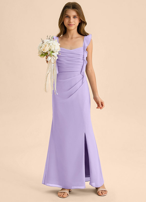 Azazie Jessamine Junior Lilac Mermaid Sweetheart Neckline Chiffon Dress image1