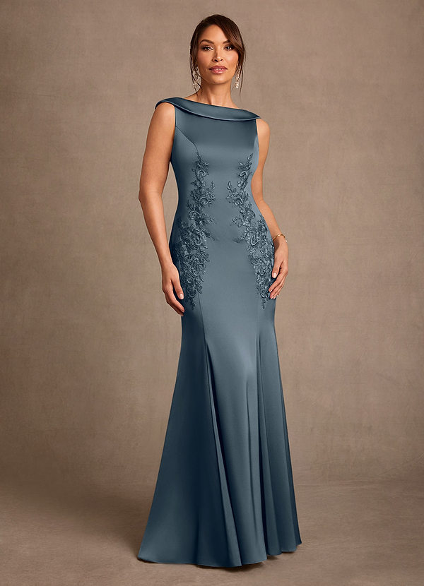 Azazie Franny Abiti da Mamma Sposa Abito Tubino in Raso Elasticizzato Pizzo Crepuscolo image1