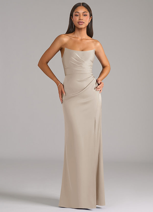 Azazie Marla Bridesmaid Dresses Frost Sheath Strapless Stretch Satin Convertible Dress image1